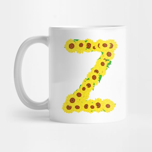 Sunflowers Initial Letter Z (White Background) by Art By LM Designs 